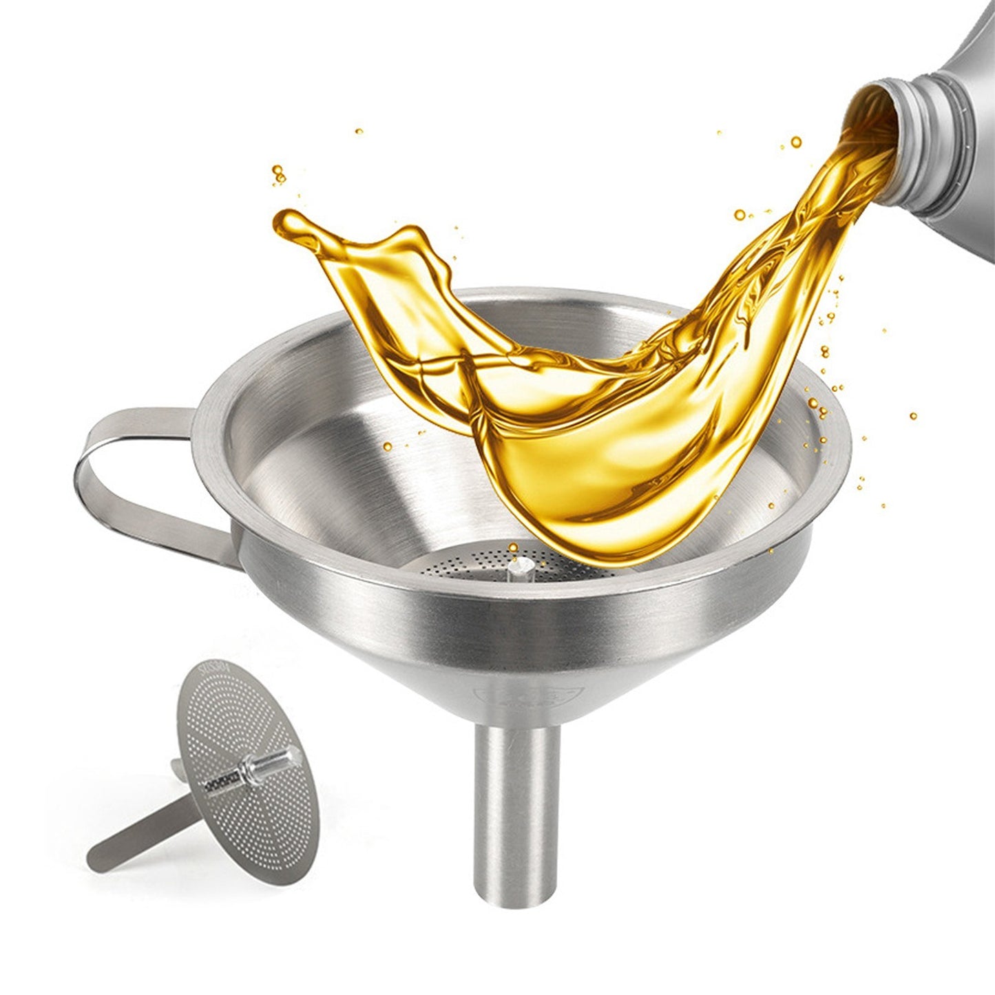 Durable 304 Stainless Steel 3D Printer Resin Filter Funnel with Removable Net & Cleaning Brush