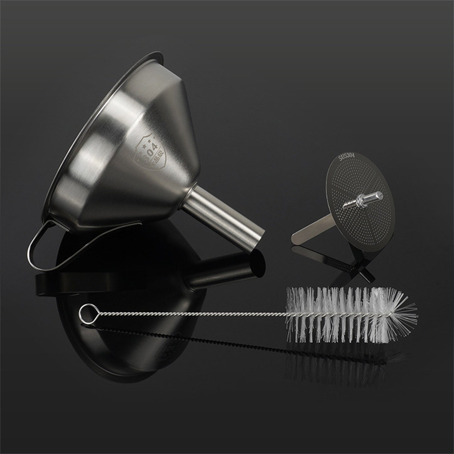 Durable 304 Stainless Steel 3D Printer Resin Filter Funnel with Removable Net & Cleaning Brush