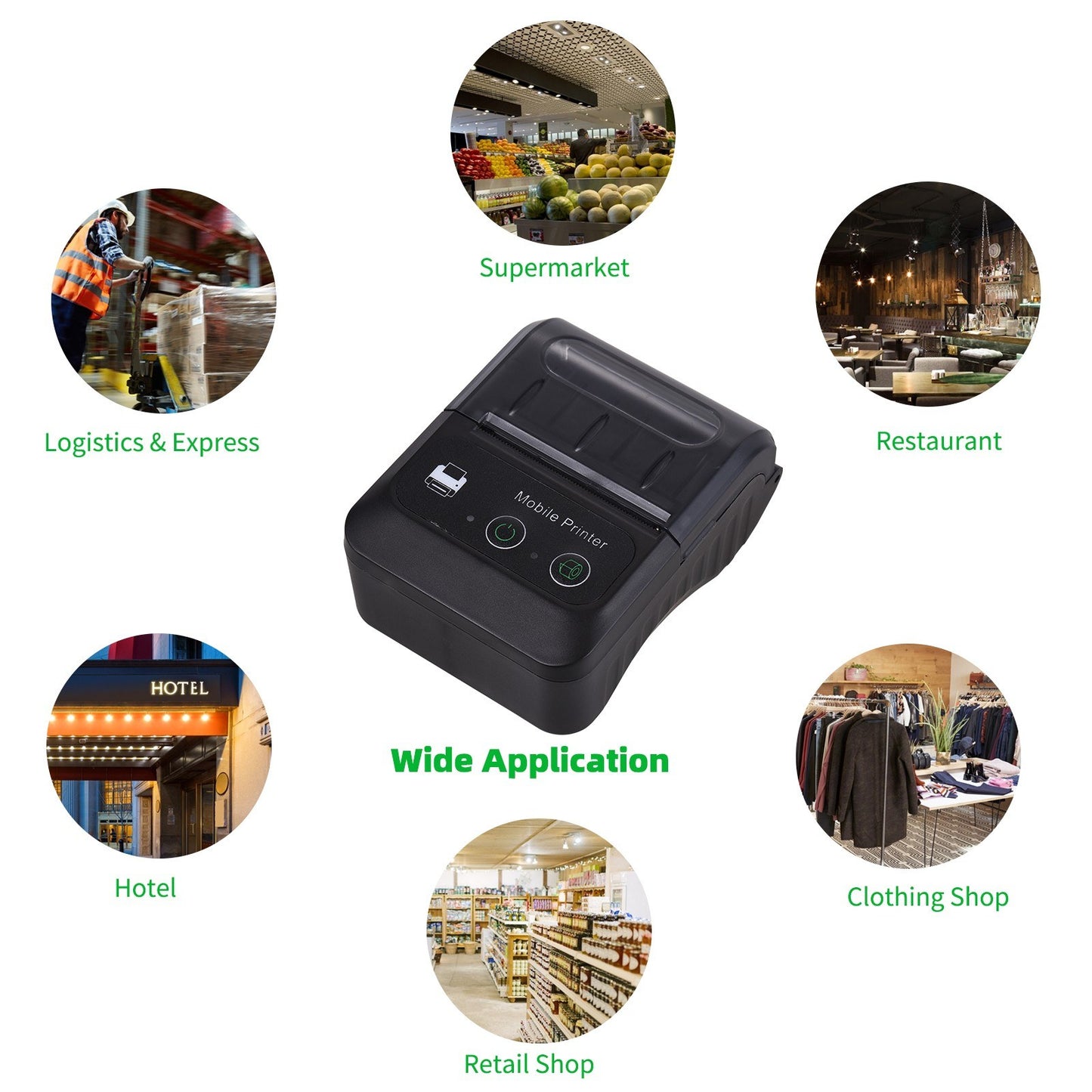 Compact Bluetooth 58mm Thermal Receipt Printer for Restaurants and Retail
