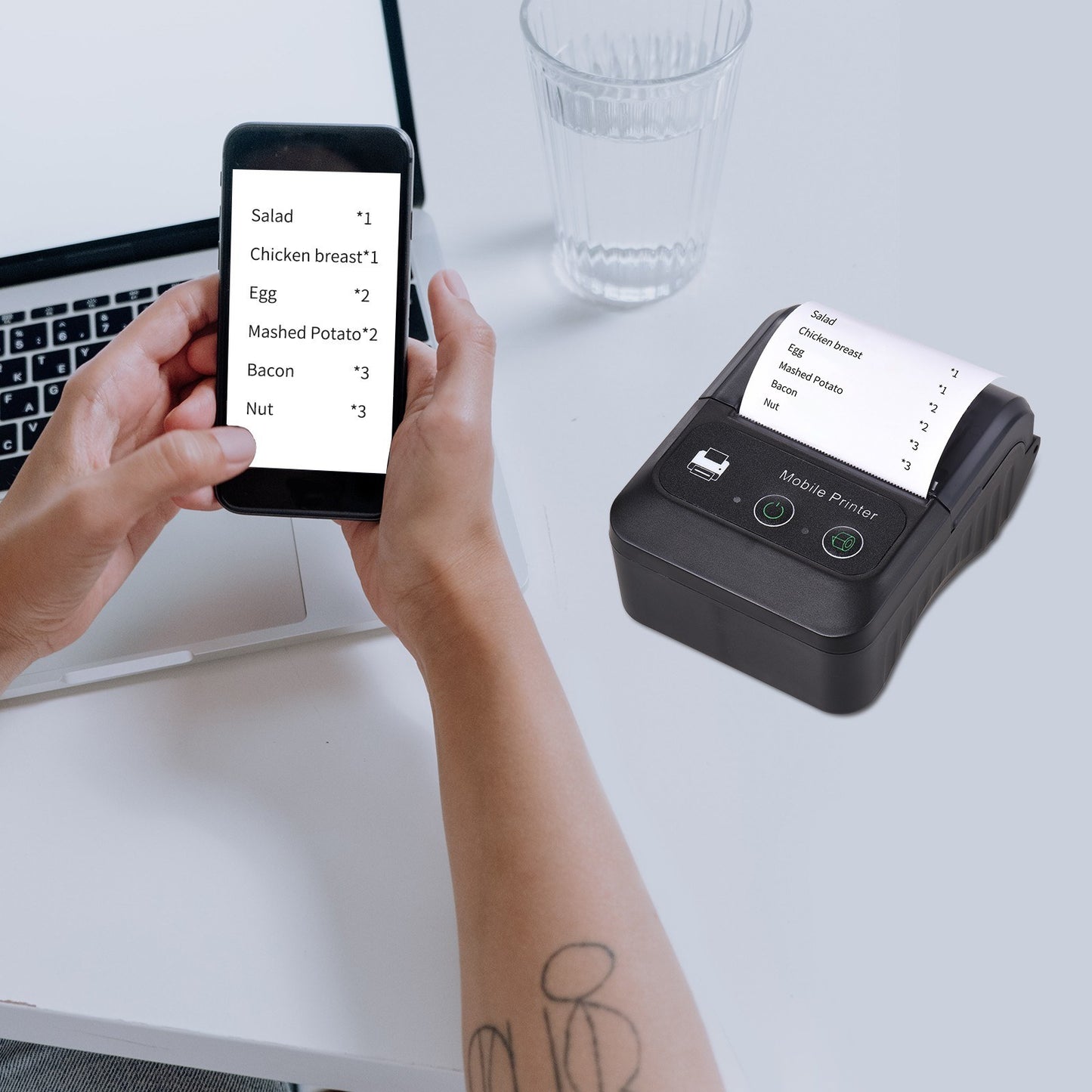 Compact Bluetooth 58mm Thermal Receipt Printer for Restaurants and Retail