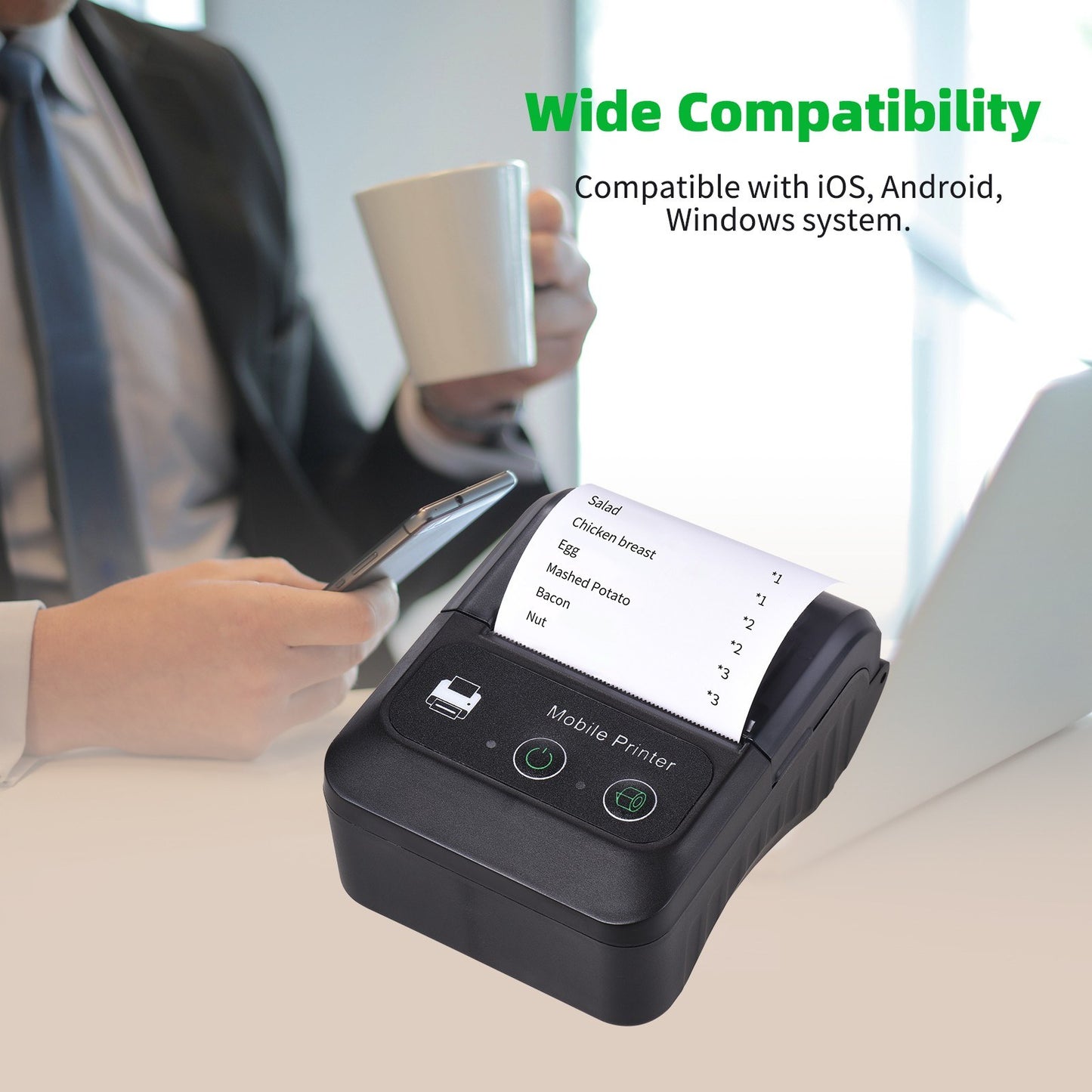 Compact Bluetooth 58mm Thermal Receipt Printer for Restaurants and Retail
