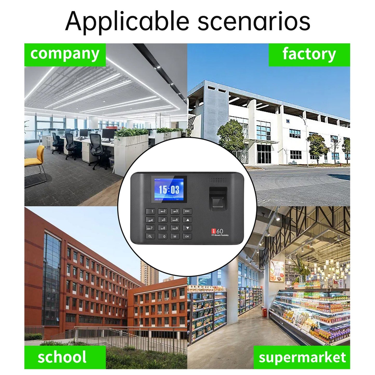2.4 LCD Biometric Fingerprint Password Attendance Machine with USB Support