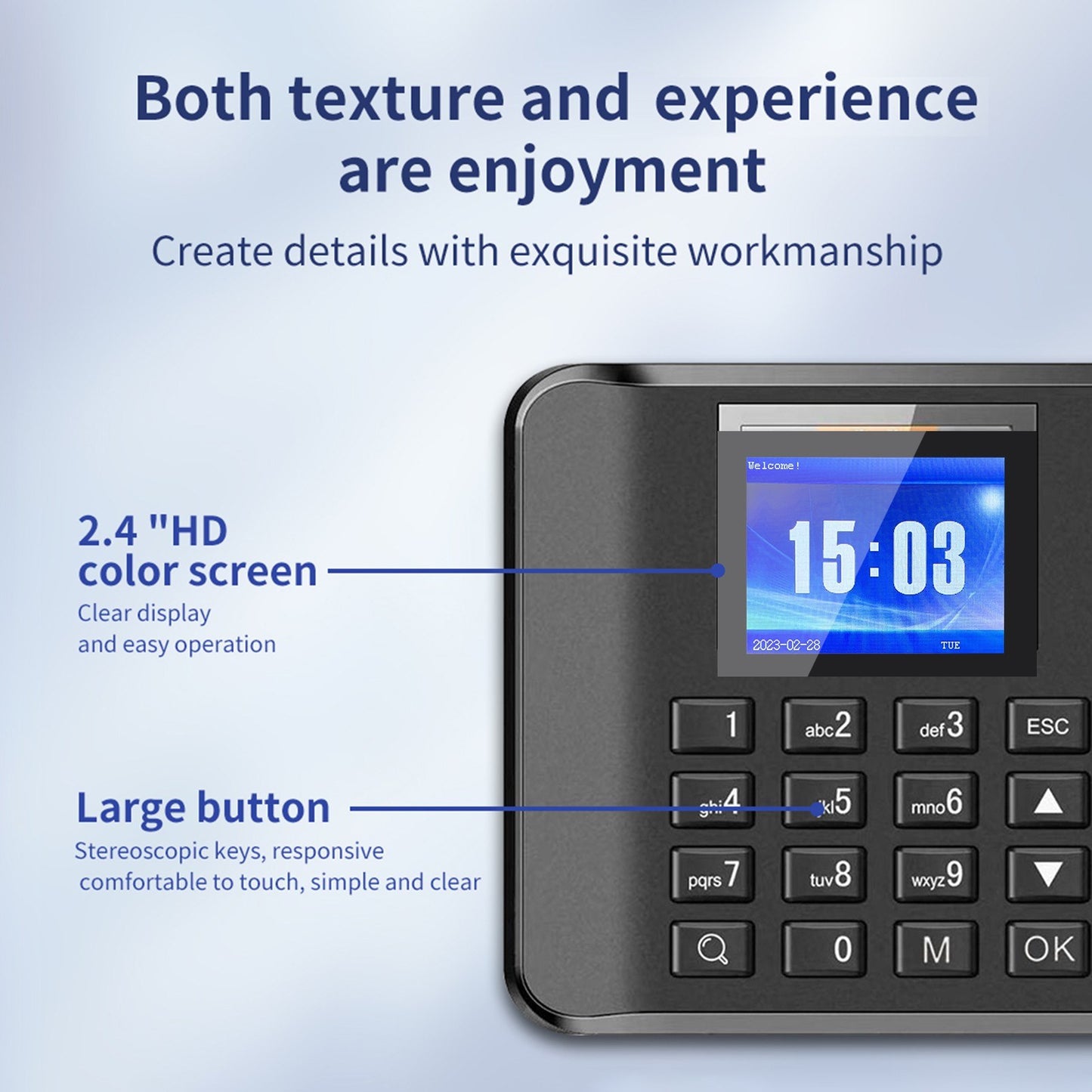 2.4 LCD Biometric Fingerprint Password Attendance Machine with USB Support