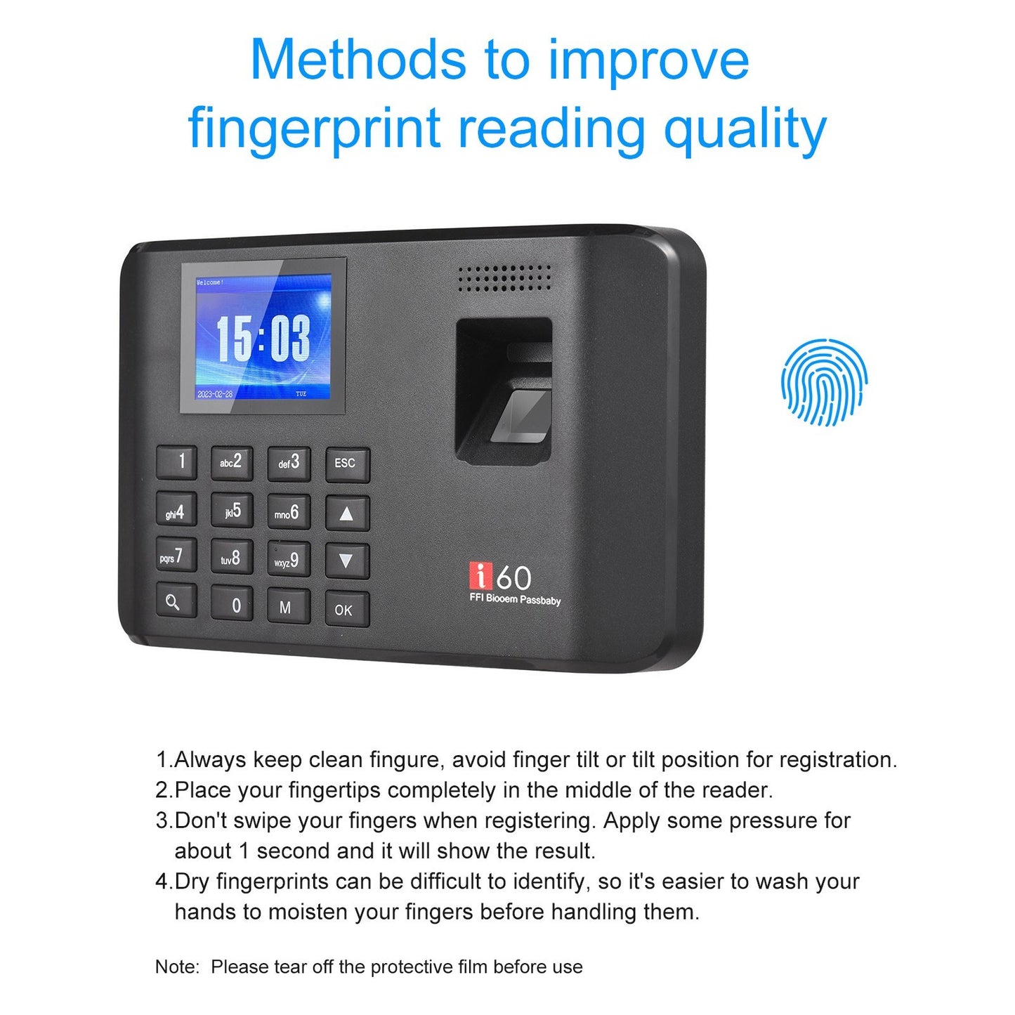 2.4 LCD Biometric Fingerprint Password Attendance Machine with USB Support