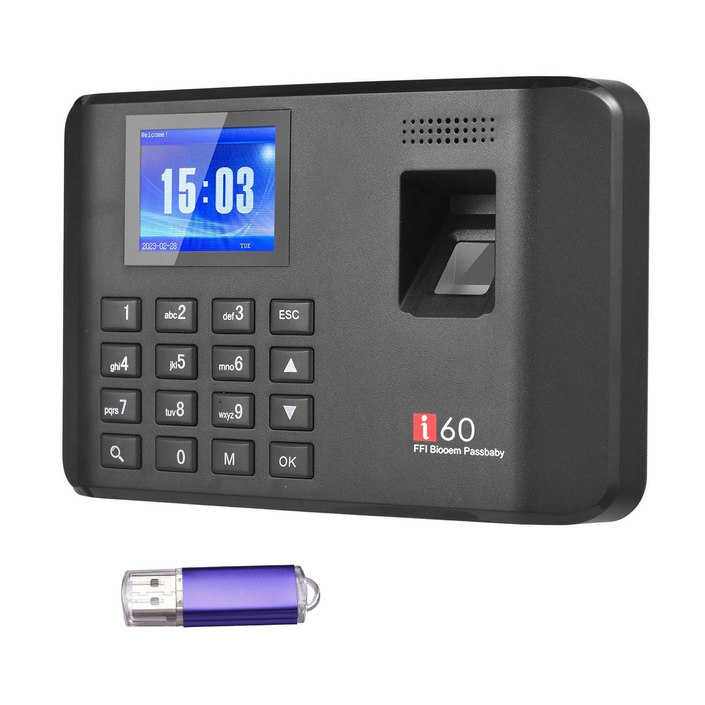 2.4 LCD Biometric Fingerprint Password Attendance Machine with USB Support