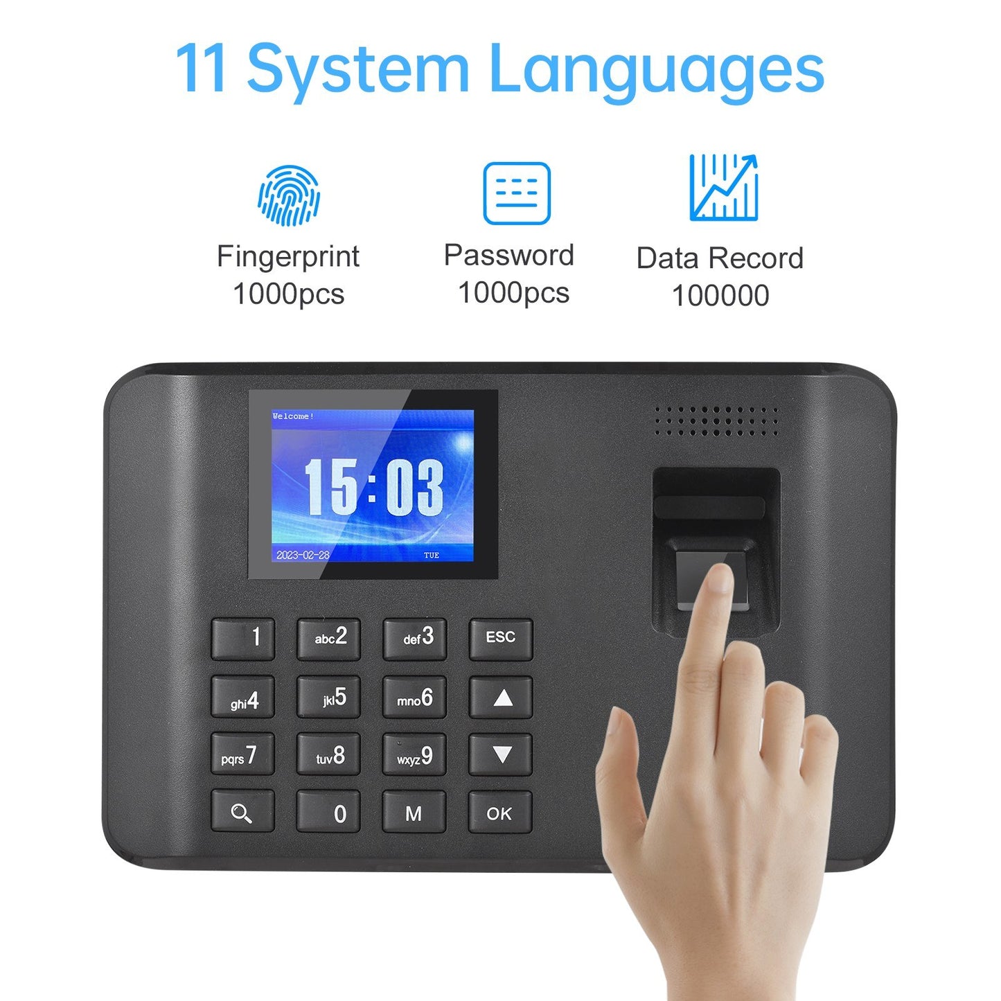 2.4 LCD Biometric Fingerprint Password Attendance Machine with USB Support