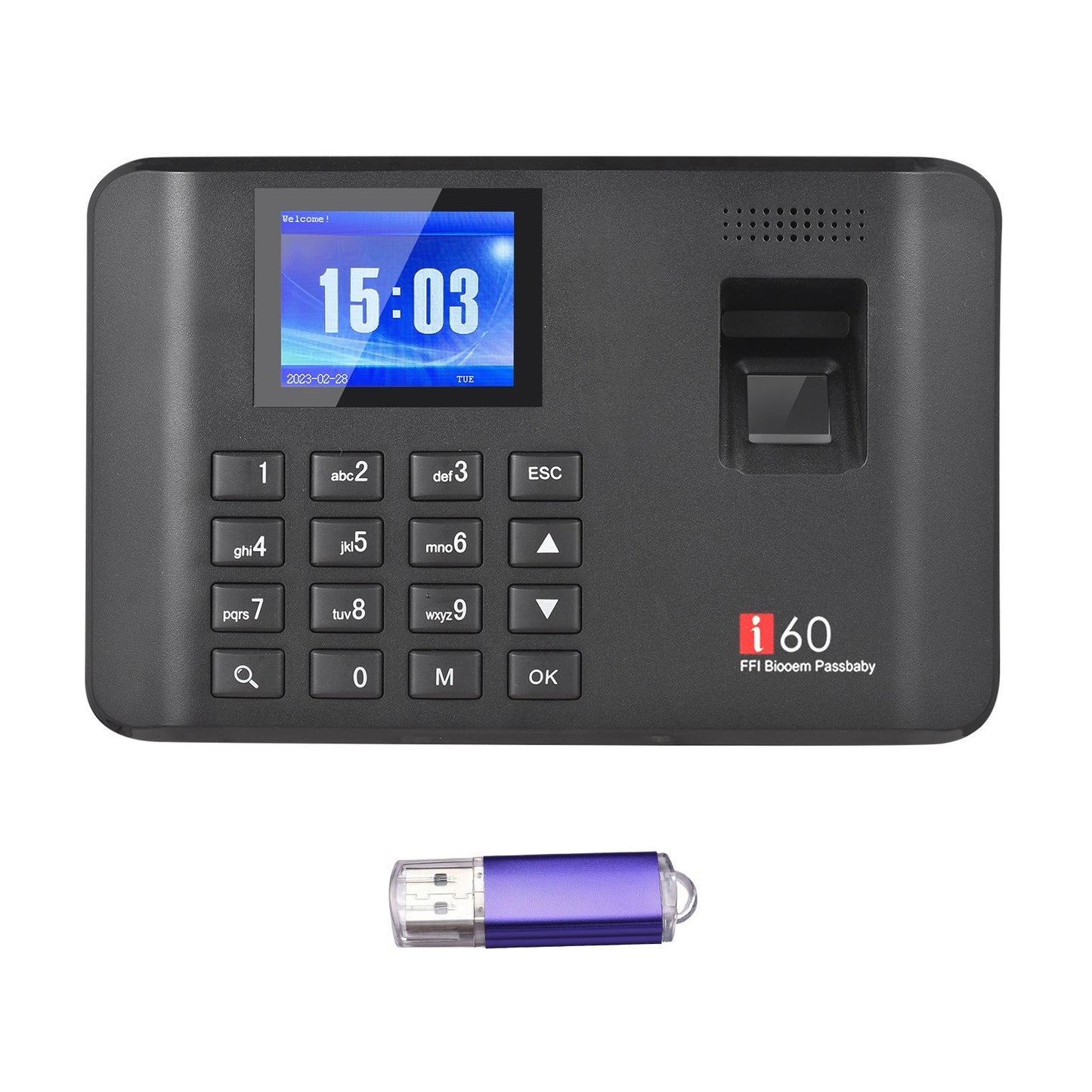 2.4 LCD Biometric Fingerprint Password Attendance Machine with USB Support