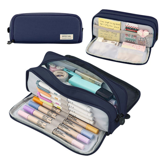 Large Capacity Zipper Pencil Case Pouch Box for Stationery