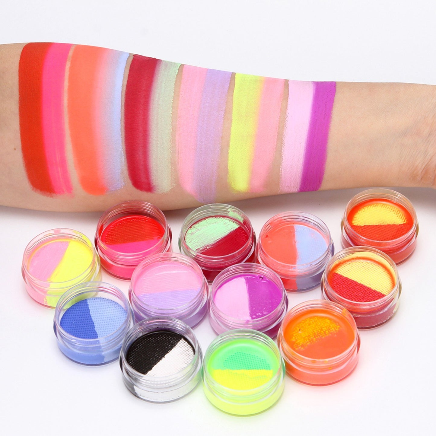 24-Color Washable Body Paint Kit with 2 Brushes