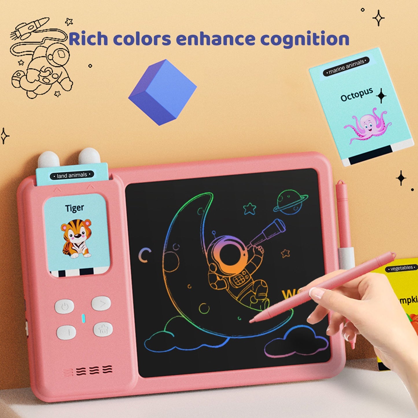 2-in-1 Educational Talking Flash Cards & LCD Writing Tablet with 224 Sight Words for Kids