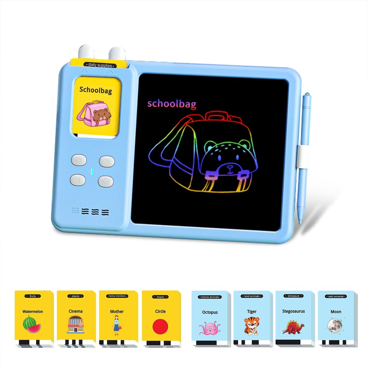 2-in-1 Educational Talking Flash Cards & LCD Writing Tablet with 224 Sight Words for Kids