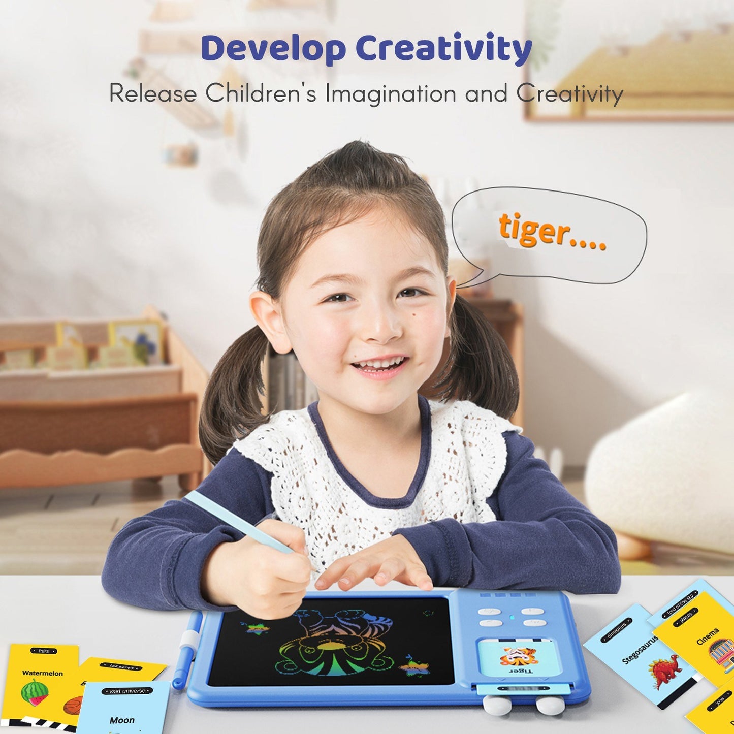 2-in-1 Educational Talking Flash Cards & LCD Writing Tablet with 224 Sight Words for Kids