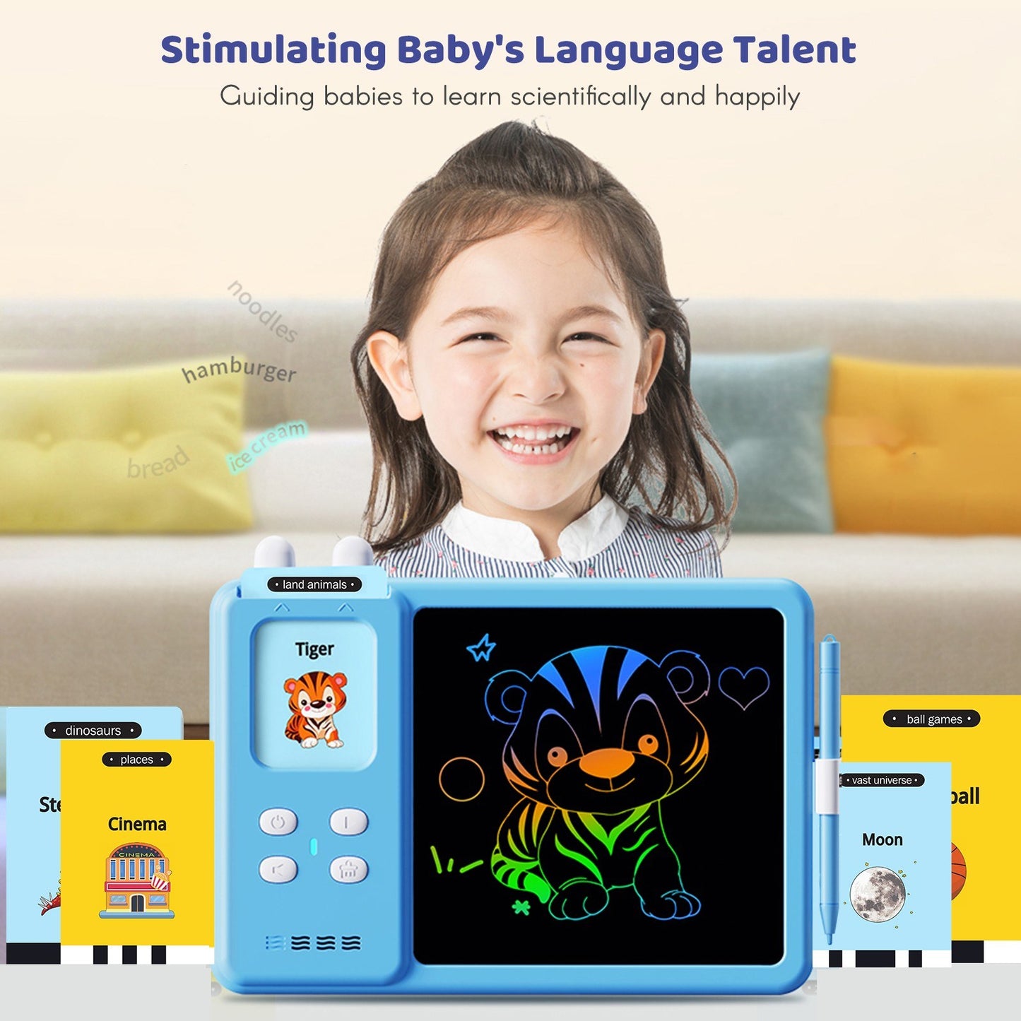 2-in-1 Educational Talking Flash Cards & LCD Writing Tablet with 224 Sight Words for Kids