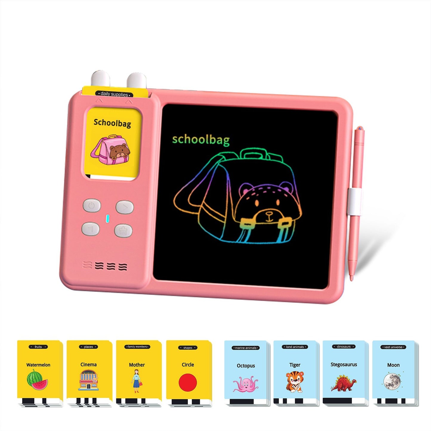 2-in-1 Educational Talking Flash Cards & LCD Writing Tablet with 224 Sight Words for Kids