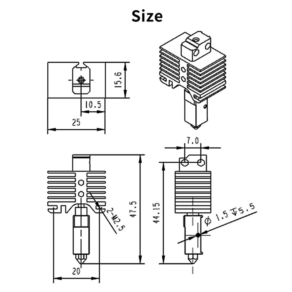 Enhanced Hotend Kit with Copper-Plated Heater Block