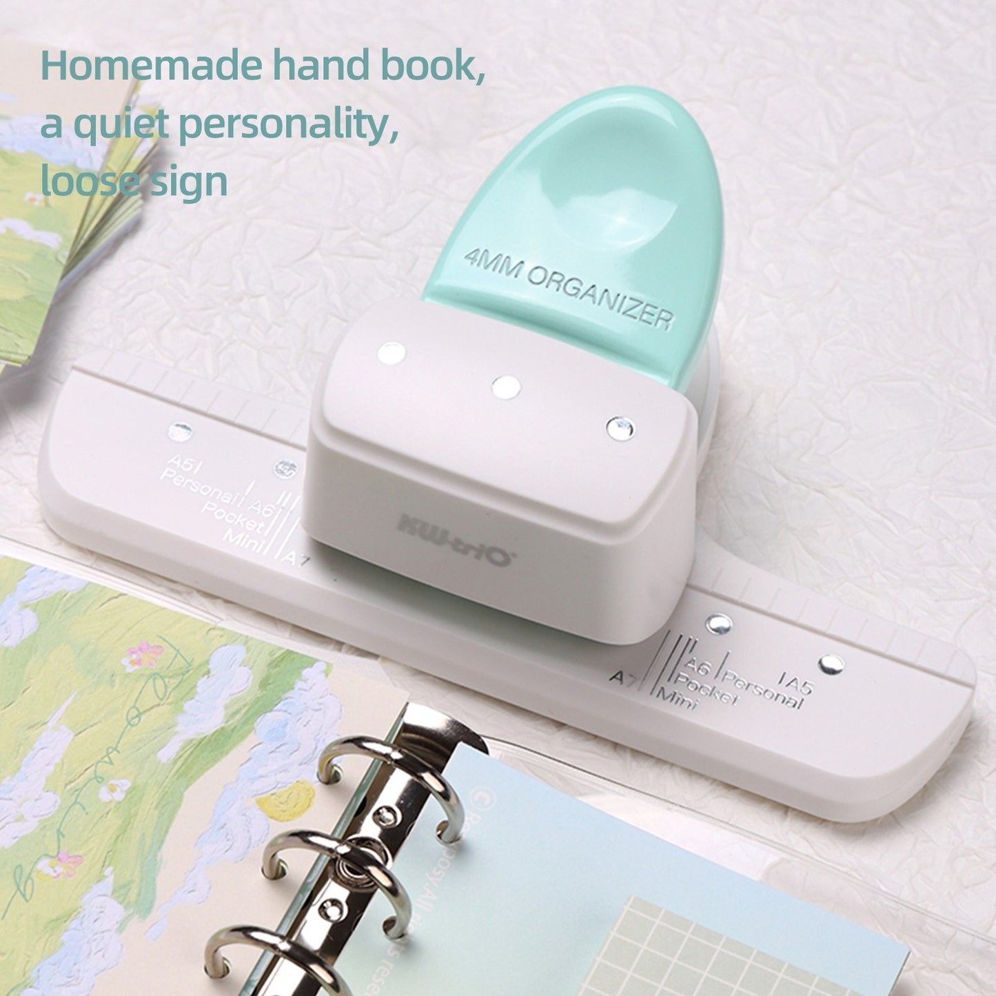 Adjustable KW-trio 9027 3-Hole Loose Leaf Punch for Daily Planners