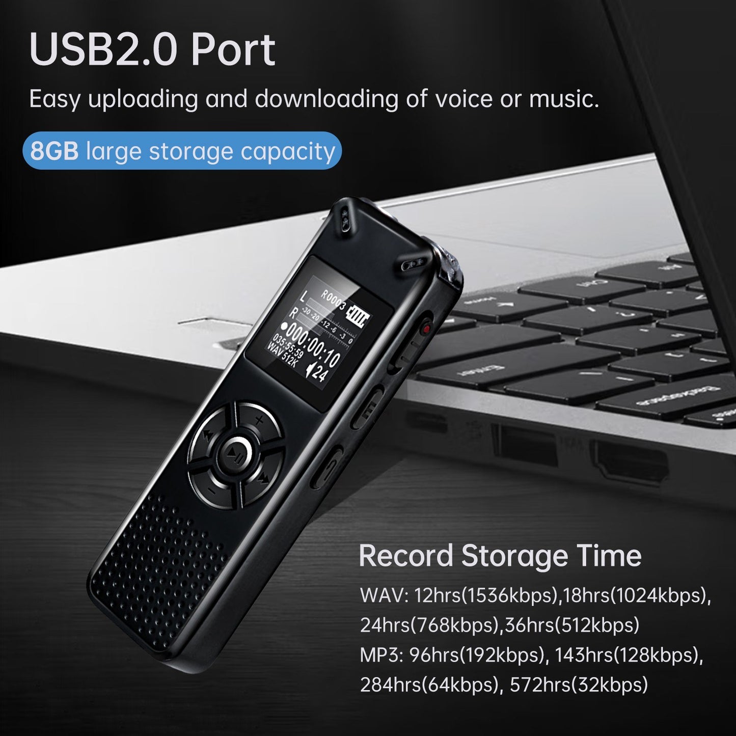 8GB Voice Activated Recorder Pen with Playback