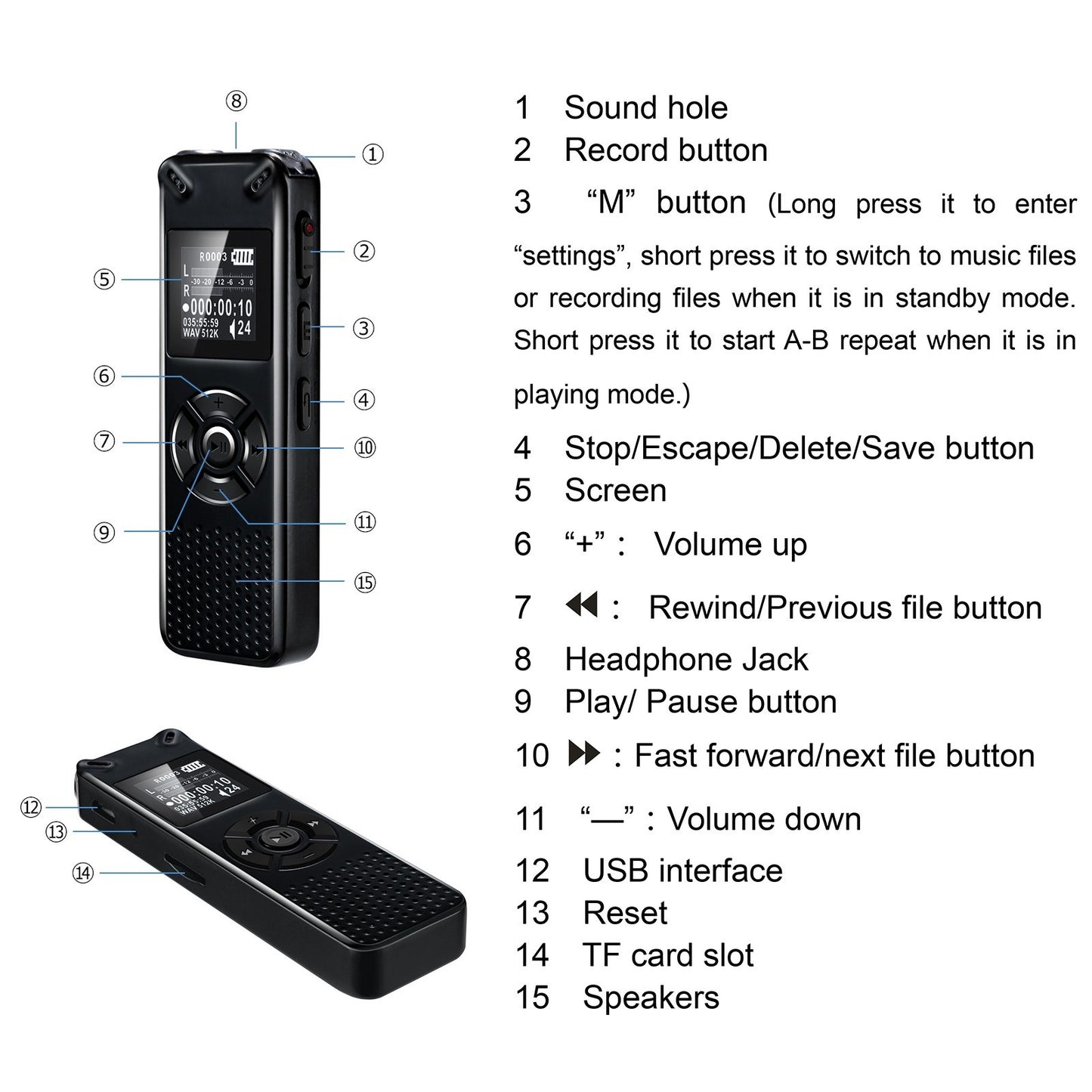 8GB Voice Activated Recorder Pen with Playback