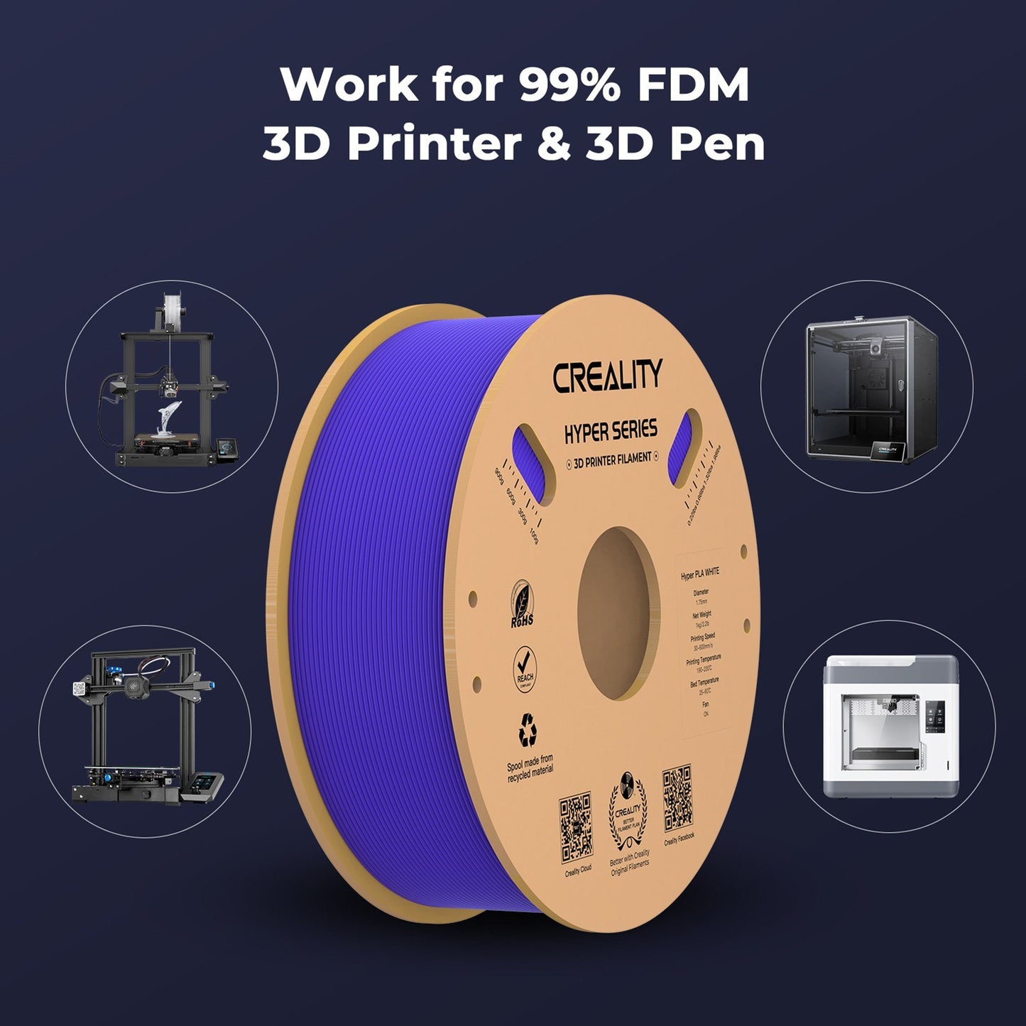 High-Speed Creality Hyper PLA Filament 1.75mm for 3D Printing