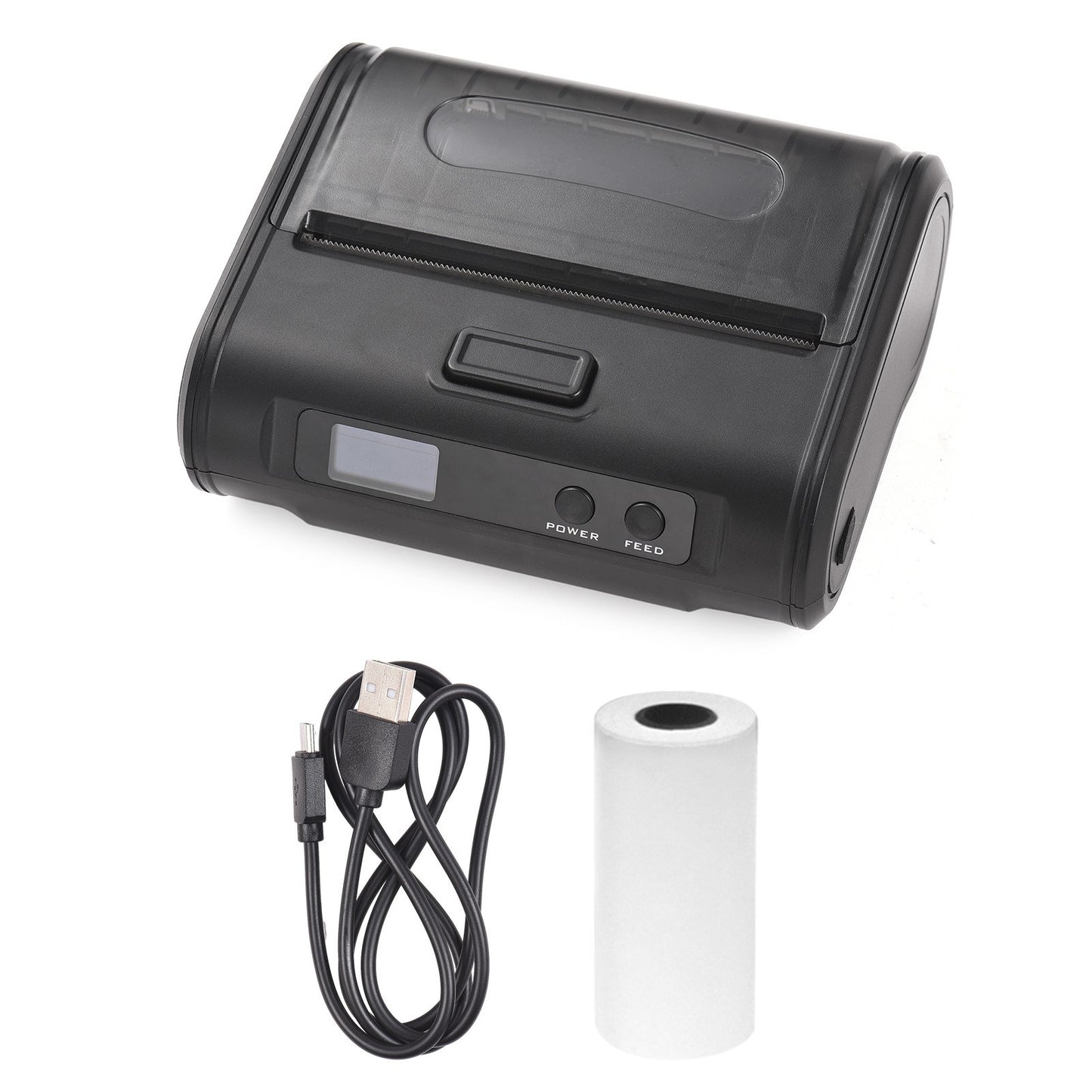 Portable 4-inch Wireless Thermal Receipt Printer, 110mm, 203dpi, BT & USB Connectivity for Small Businesses, Includes 1 Roll Thermal Paper