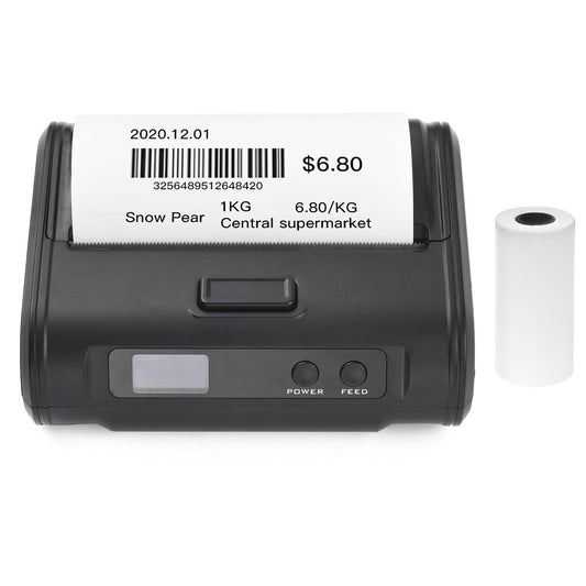 Portable 4-inch Wireless Thermal Receipt Printer, 110mm, 203dpi, BT & USB Connectivity for Small Businesses, Includes 1 Roll Thermal Paper