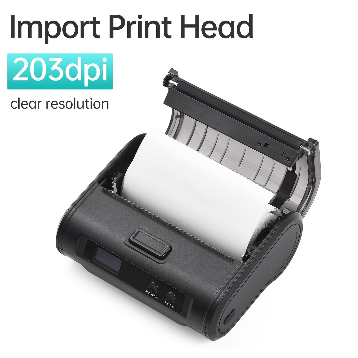 Portable 4-inch Wireless Thermal Receipt Printer, 110mm, 203dpi, BT & USB Connectivity for Small Businesses, Includes 1 Roll Thermal Paper