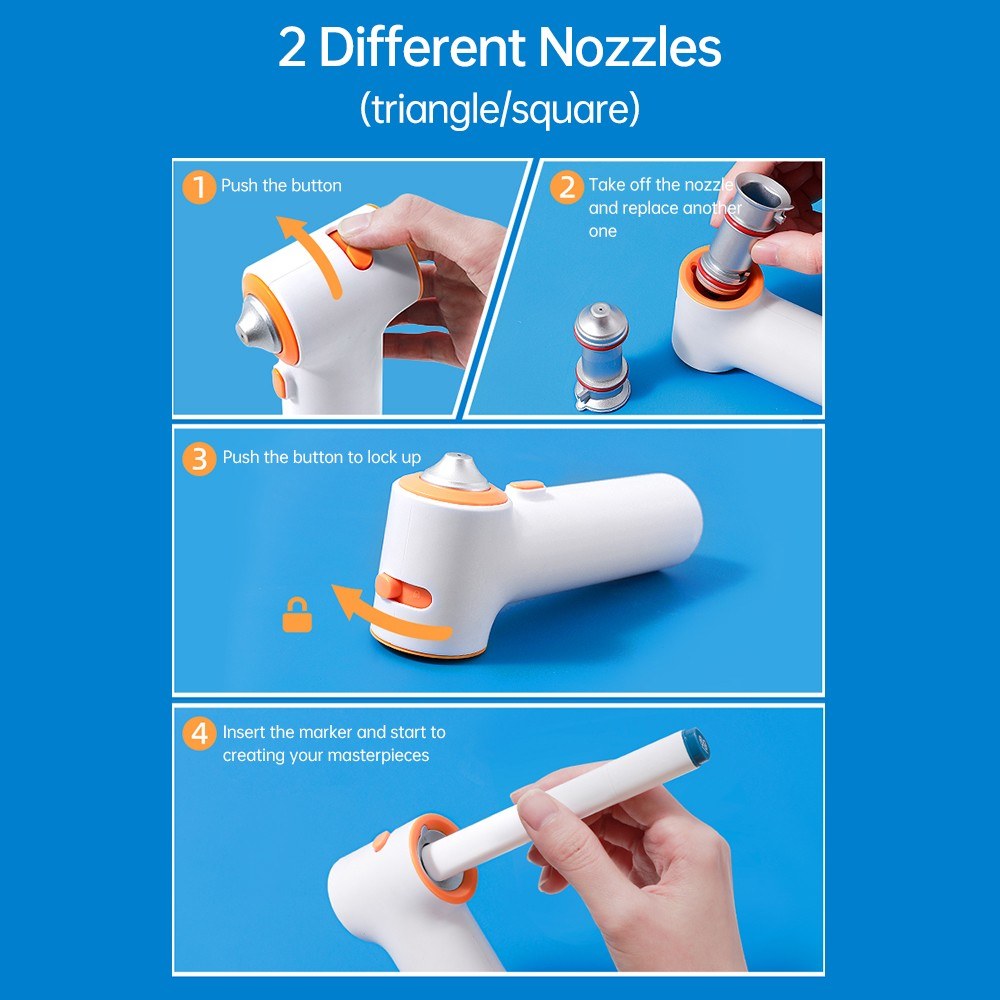 Tenwin Electric Airbrush Sprayer & Graffiti Pen with 2 Nozzles, USB Rechargeable