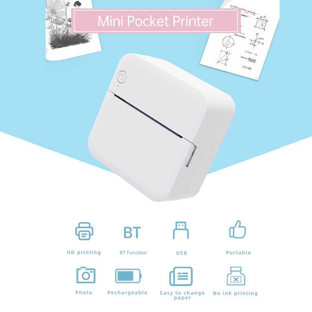 Portable Mini Thermal Printer & Sticker Maker with 57mm Paper Roll