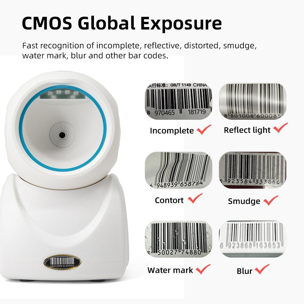 X3-800 High-Speed Wired Desktop Barcode Scanner: 1D/2D/QR Hands-Free Automatic Reader