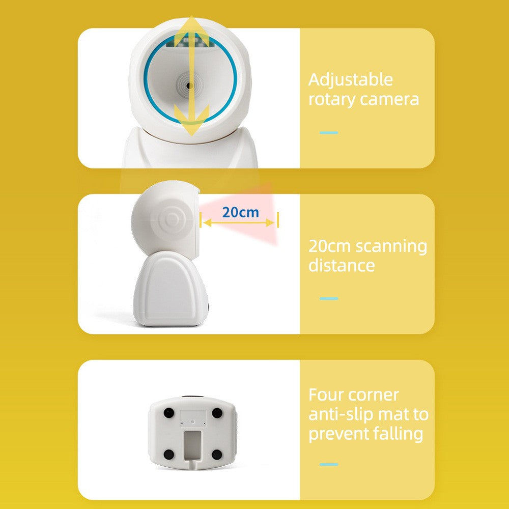 X3-800 High-Speed Wired Desktop Barcode Scanner: 1D/2D/QR Hands-Free Automatic Reader