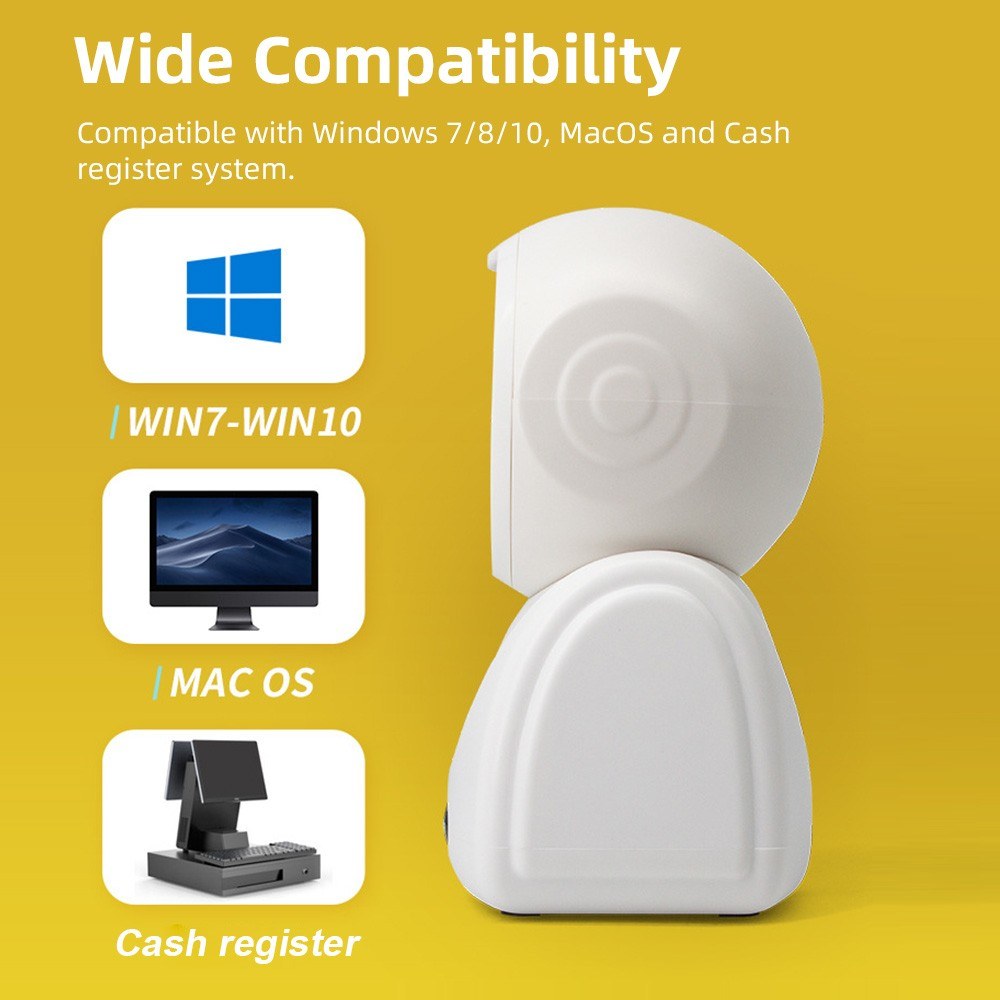 X3-800 High-Speed Wired Desktop Barcode Scanner: 1D/2D/QR Hands-Free Automatic Reader