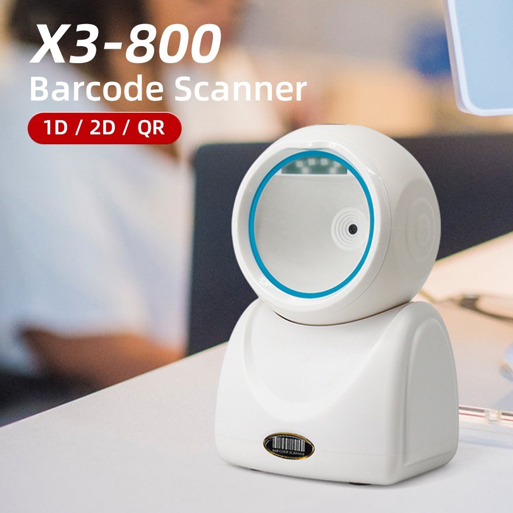 X3-800 High-Speed Wired Desktop Barcode Scanner: 1D/2D/QR Hands-Free Automatic Reader