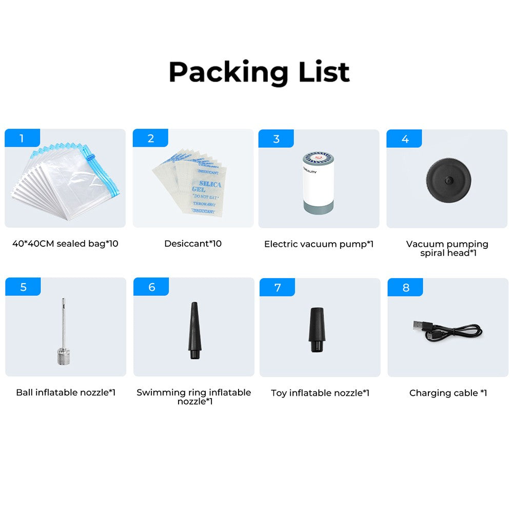 Creality 3D Printer Filament Vacuum Sealer: Dry Storage Bags for PLA, ABS, Nylon, Wood, TPU - Humidity Resistant Electric Pump