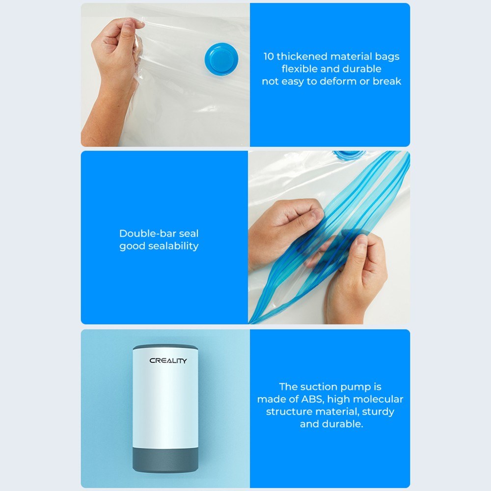 Creality 3D Printer Filament Vacuum Sealer: Dry Storage Bags for PLA, ABS, Nylon, Wood, TPU - Humidity Resistant Electric Pump