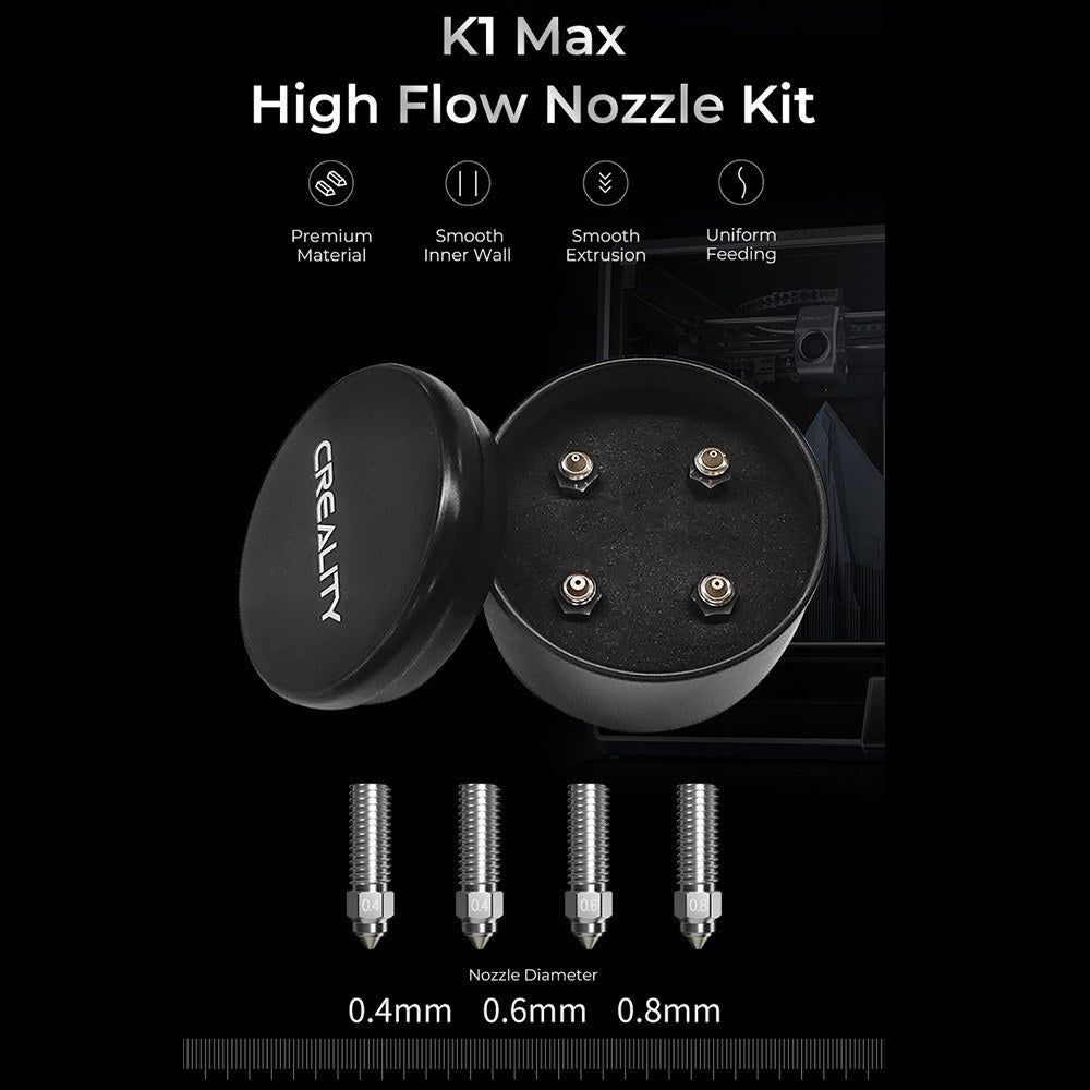 Creality K1 Max High Flow Nozzle Kit, 4PCS, Bimetallic, Heat-Resistant for K1/K1 Max 3D Printer