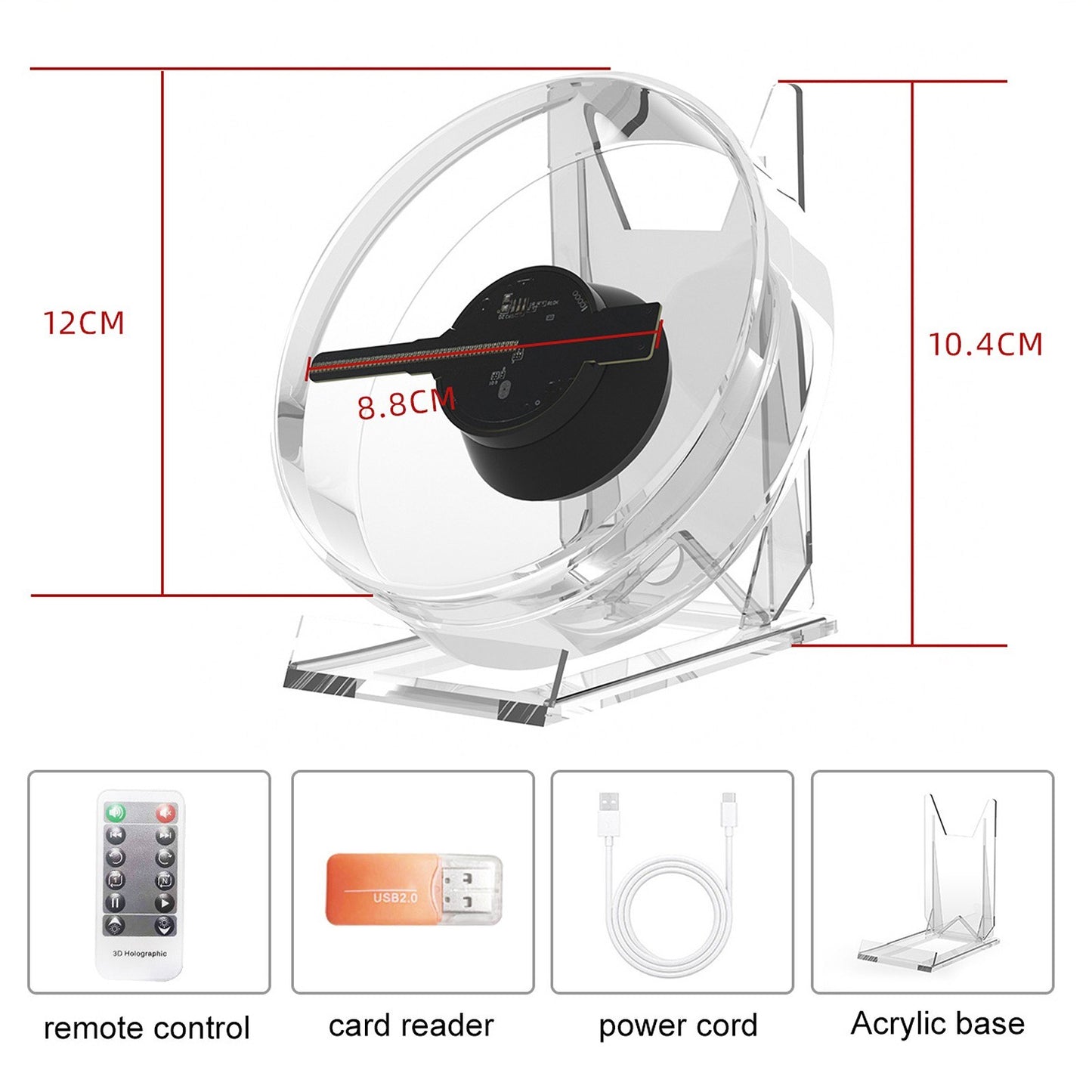 Naked Eye 3D Hologram Projector Fan Display with 16GB Memory