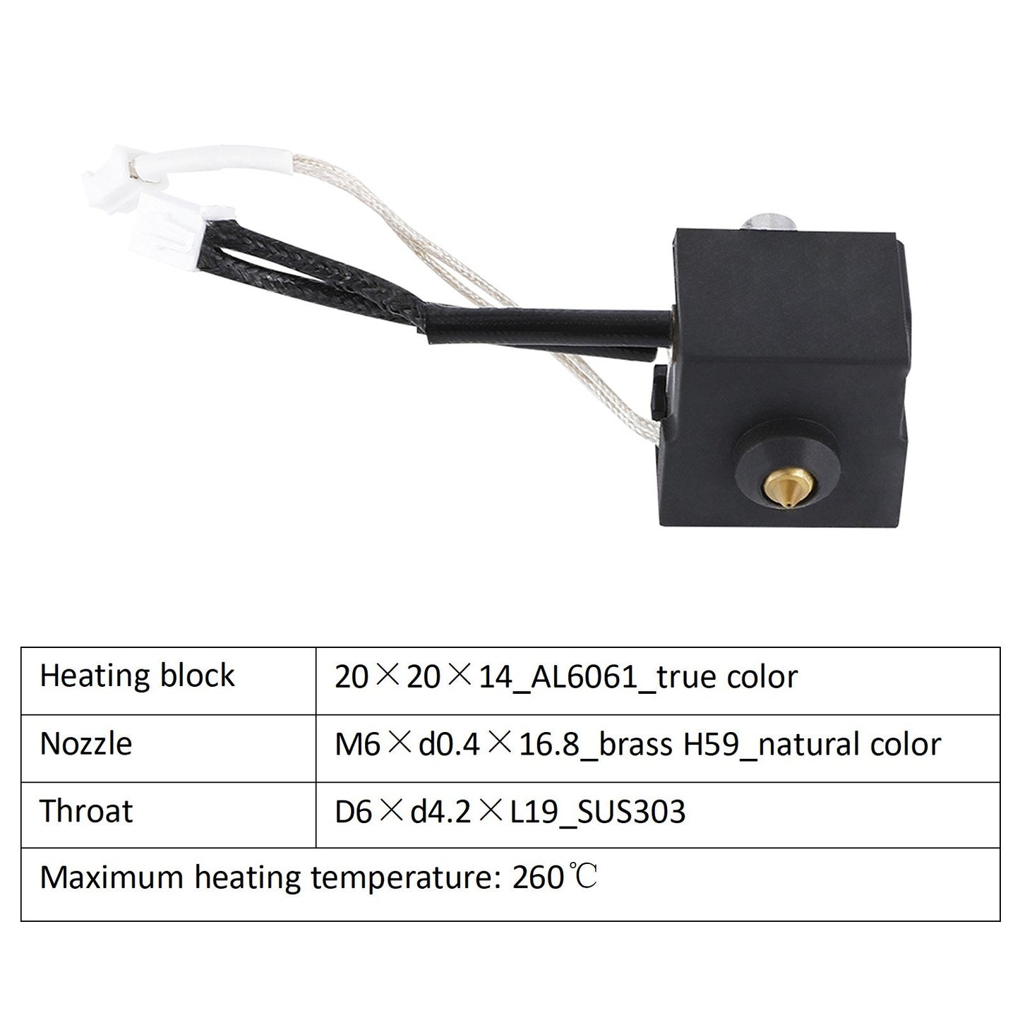 Ender-3V3 SE Print Head Kit: 0.4mm Brass Nozzle, Aluminum Heat Block, Clog-Free Feeding