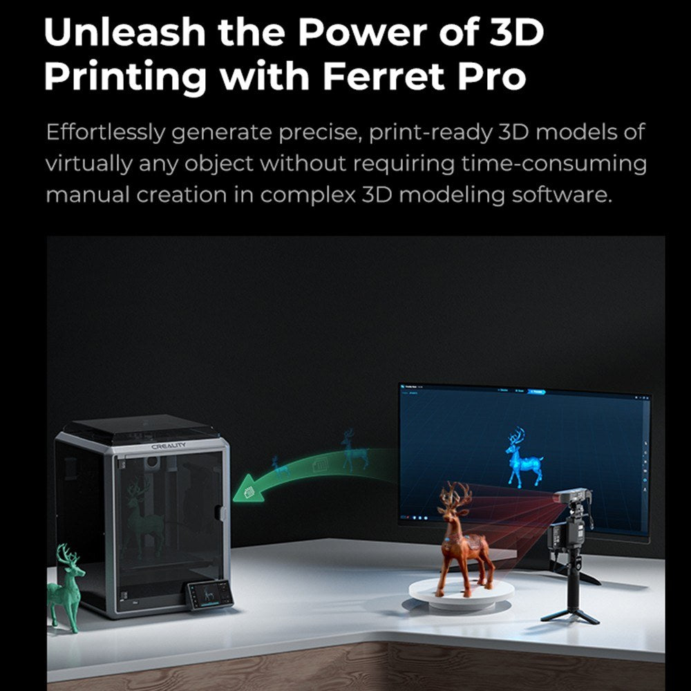 Creality CR-Scan Ferret Pro 3D Scanner, Portable Handheld, 30fps, 0.1mm Accuracy, ASIC Chipset, Dual Mode