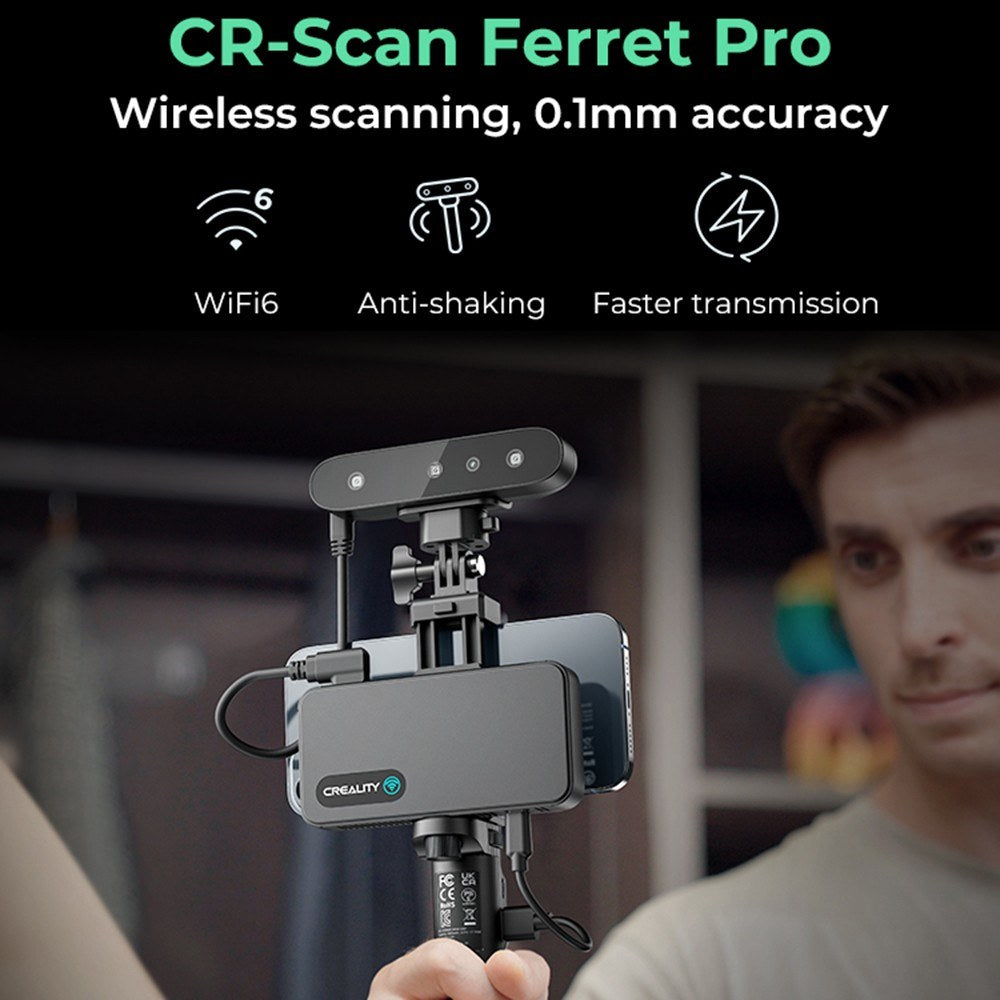 Creality CR-Scan Ferret Pro 3D Scanner, Portable Handheld, 30fps, 0.1mm Accuracy, ASIC Chipset, Dual Mode
