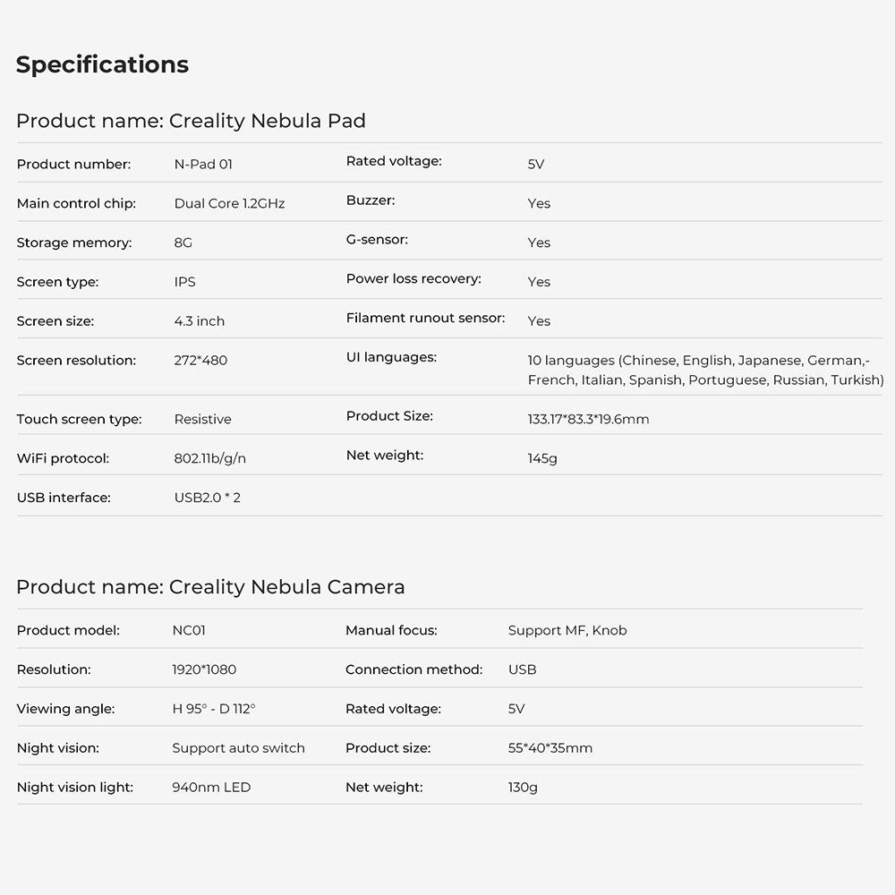 Creality Nebula Smart Kit: 4.3 IPS Touchscreen & Camera