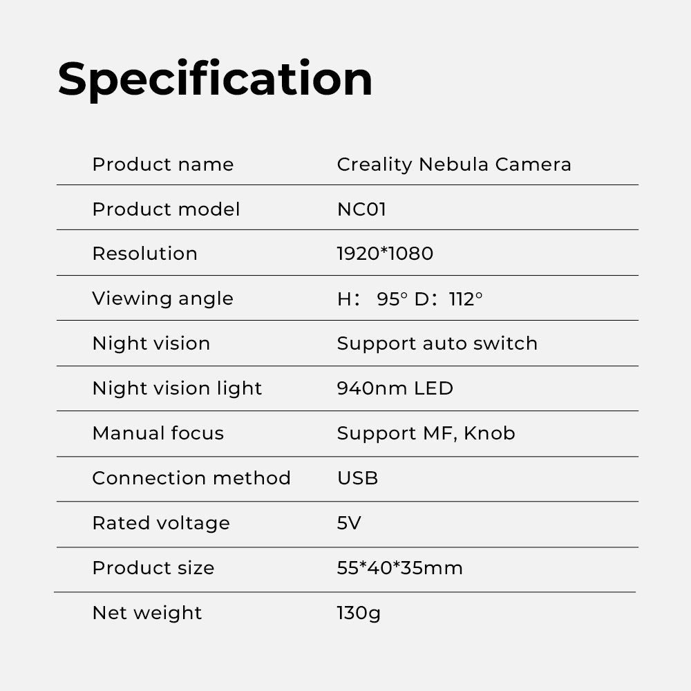 Creality Nebula 3D Printer Camera for Ender-3 V3/3V3 Plus, CR-10 SE, Holot-Mage/Pro