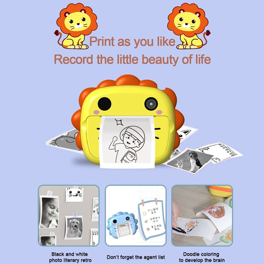 Instant Print Kids Camera with 3 Paper Rolls - Educational Toy & Gift for Toddler Travel