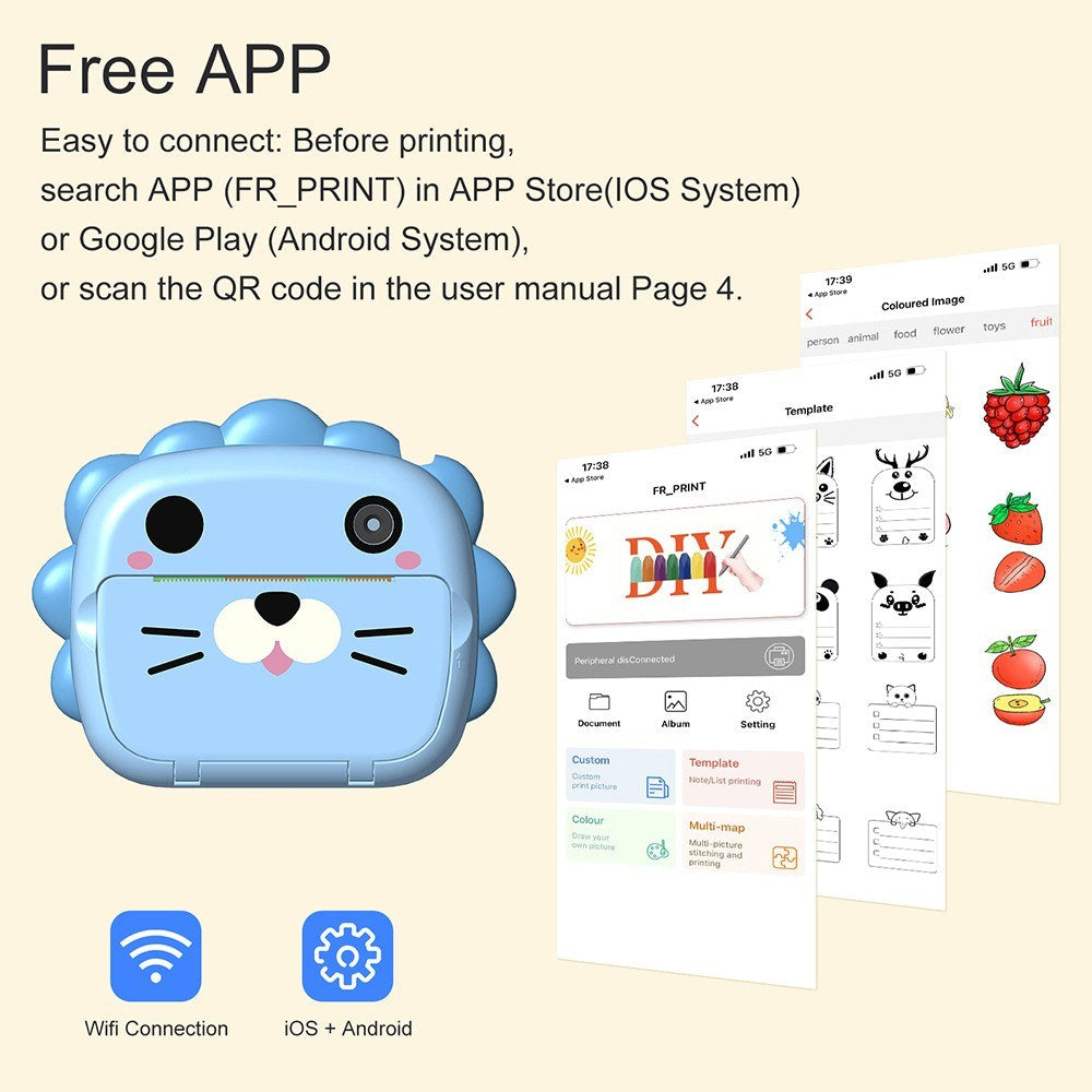 Instant Print Kids Camera with 3 Paper Rolls - Educational Toy & Gift for Toddler Travel