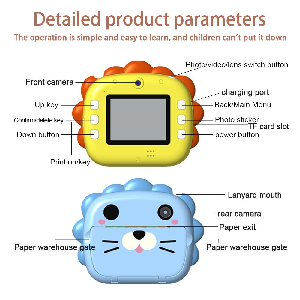 Instant Print Kids Camera with 3 Paper Rolls - Educational Toy & Gift for Toddler Travel