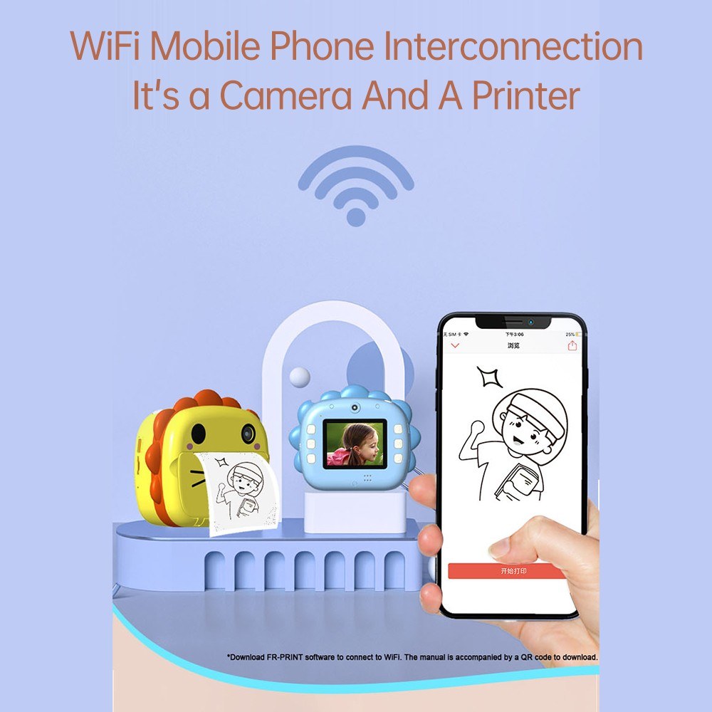 Instant Print Kids Camera with 3 Paper Rolls - Educational Toy & Gift for Toddler Travel