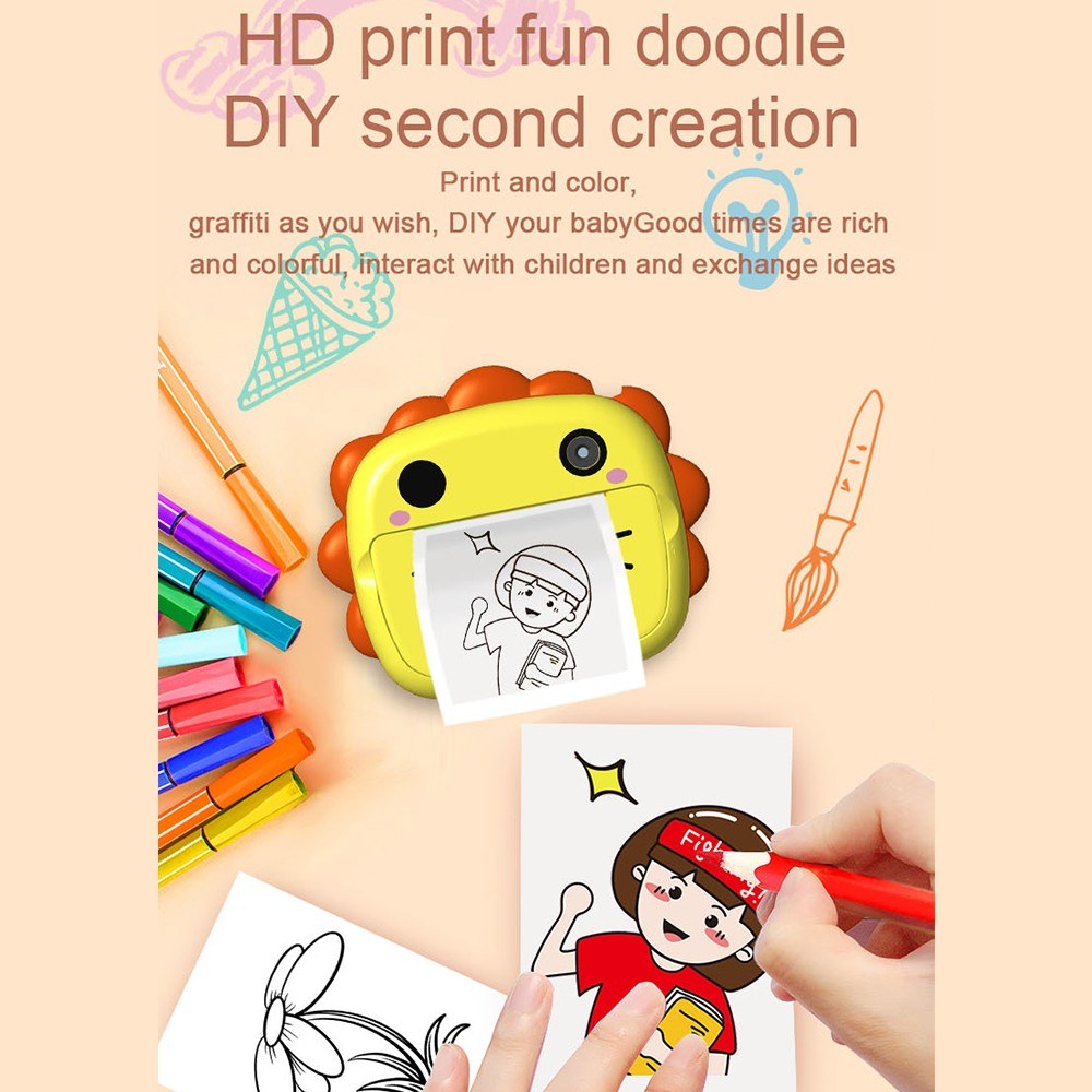 Instant Print Kids Camera with 3 Paper Rolls - Educational Toy & Gift for Toddler Travel