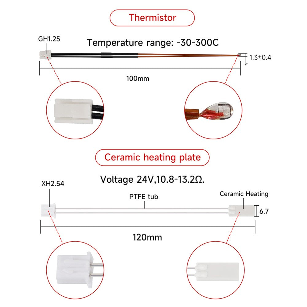 High-Temp Stabilized Extruder Hotend V2.0 for Bambu Lab X1C P1P 3D Printers