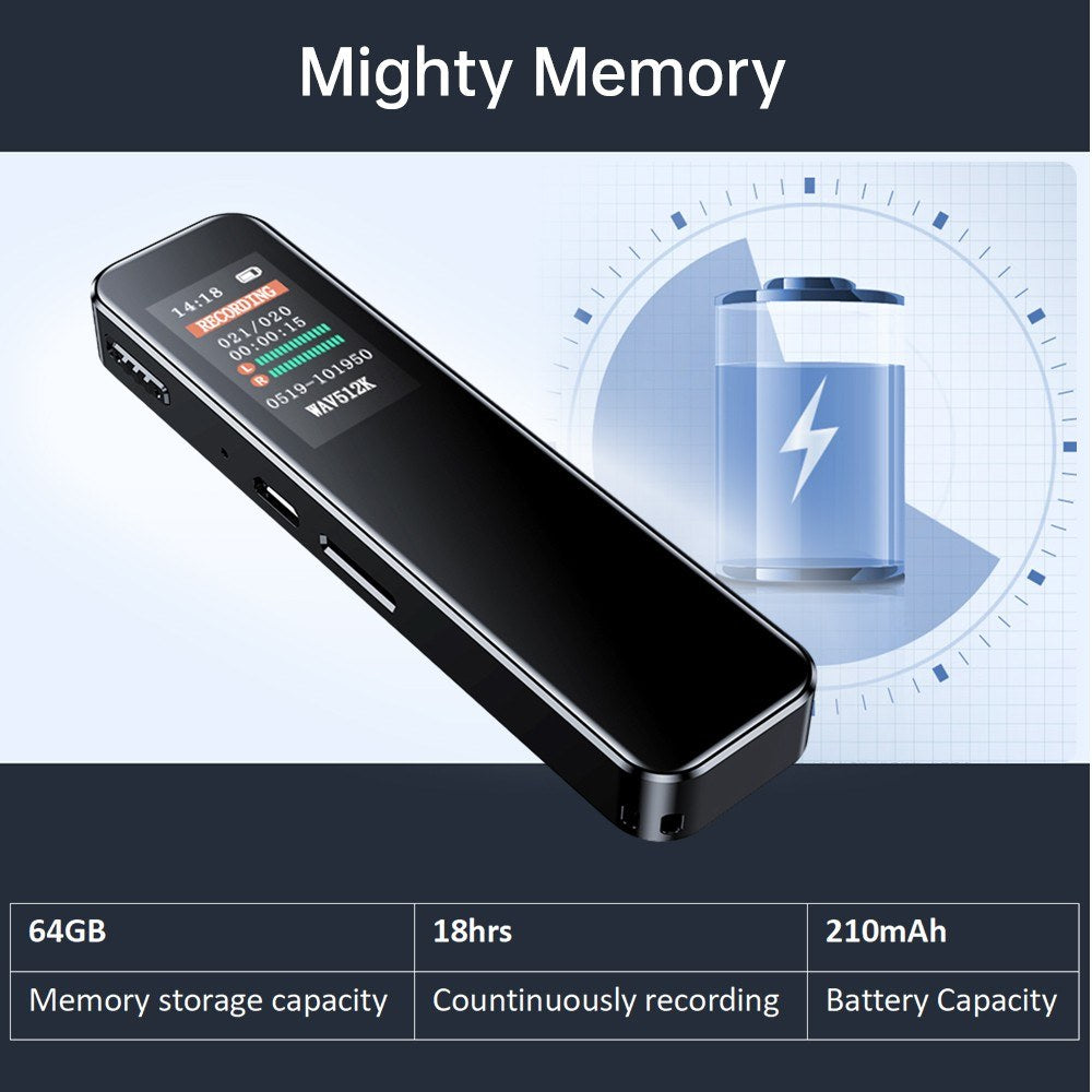 64GB Voice Recorder with Earphones