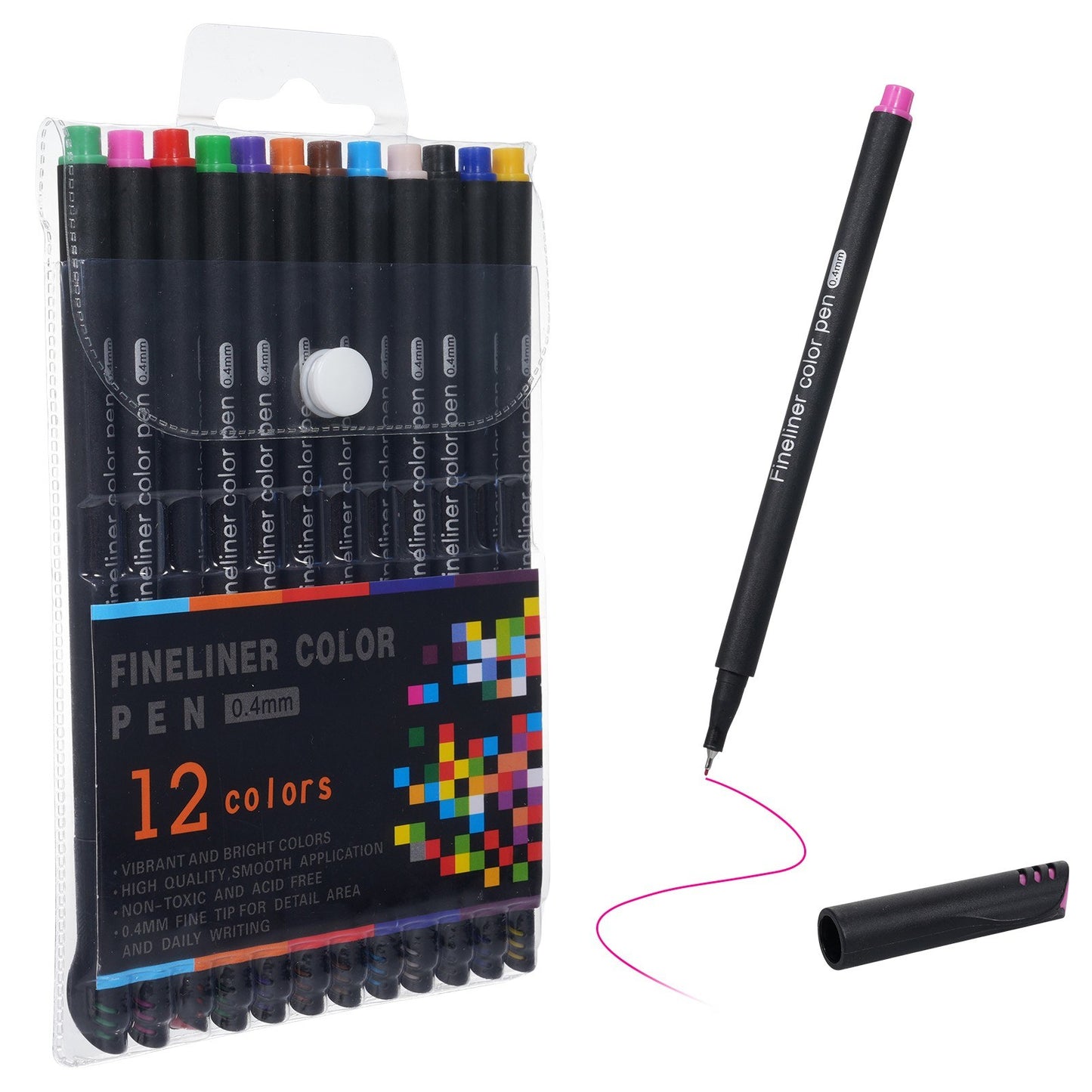 Pen Adapter with 12-Color Fineliners for Explore Air/Maker Series - 0.4mm Fine Point