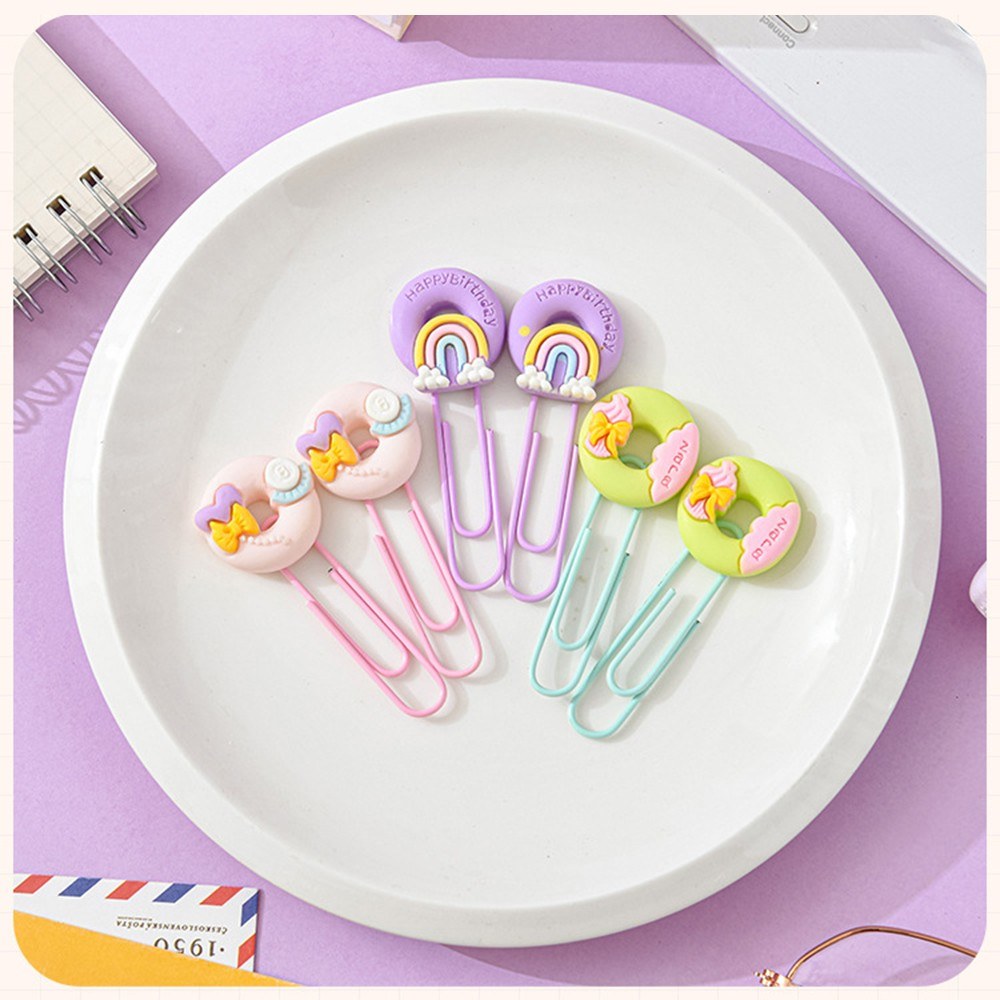 Cute Stationery Set: Basic Calculator, Long Tail Paper Clamp, Pens, Bookmark, Pushpin, Math Organizer for School, Office, Home, Classroom